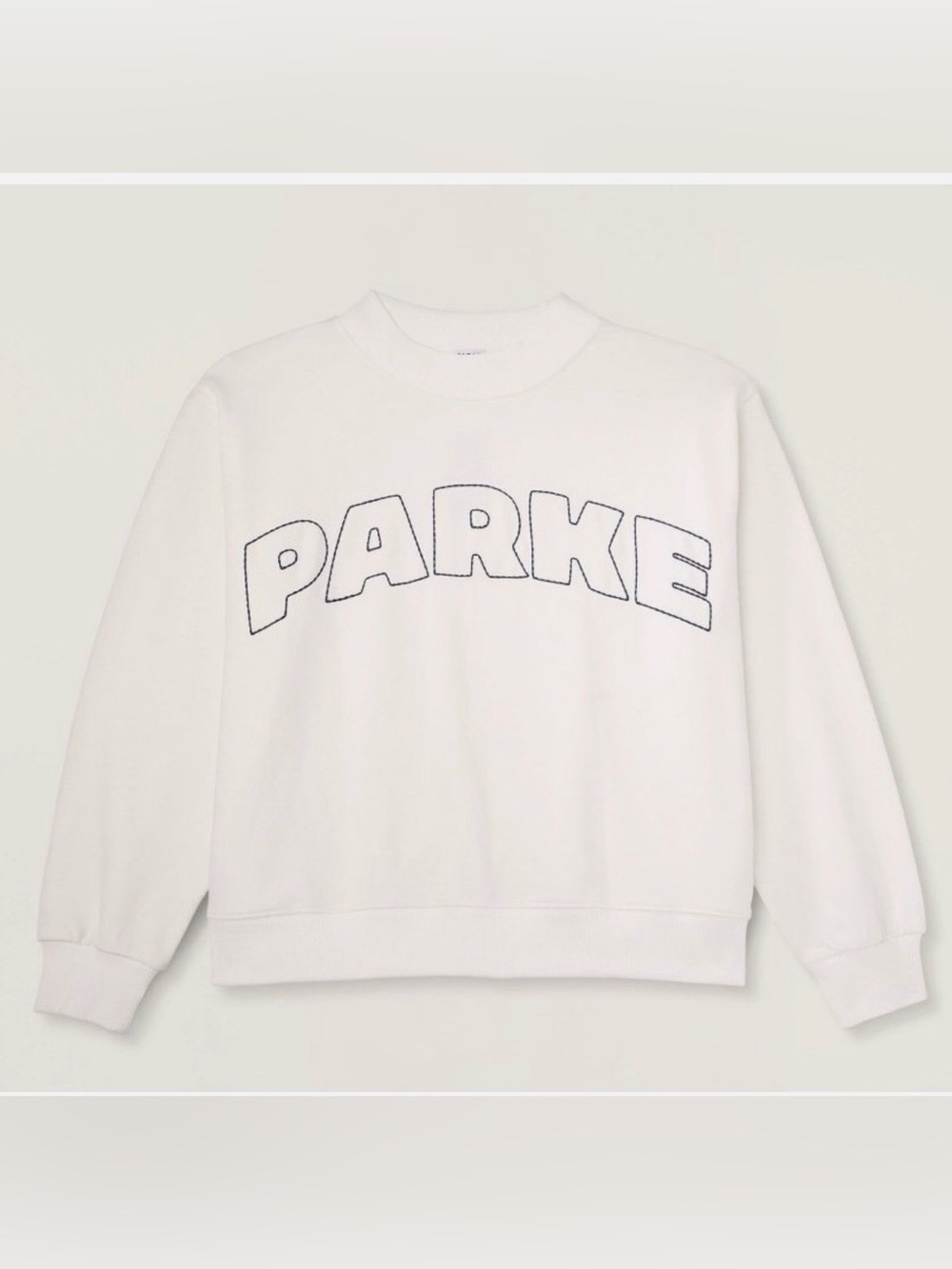 PARKE White Crew Neck Pullover Sweatshirt Women’s L/XL Long Sleeve Solid Logo